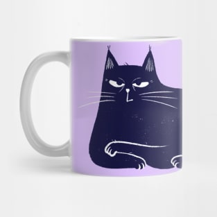 Moody blue cat annoyed mood - facing left Mug